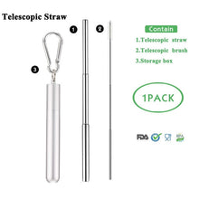 Load image into Gallery viewer, Telescopic Metal Drinking Straw