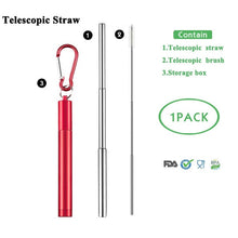 Load image into Gallery viewer, Telescopic Metal Drinking Straw